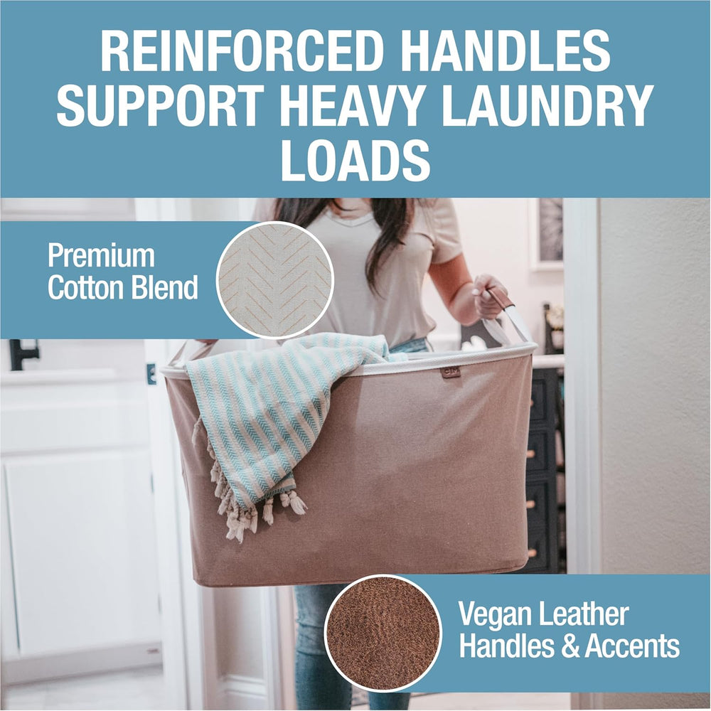 CleverMade Collapsible Laundry Basket LUXE 2 Pack – 60 L (16 Gal) Foldable Co...