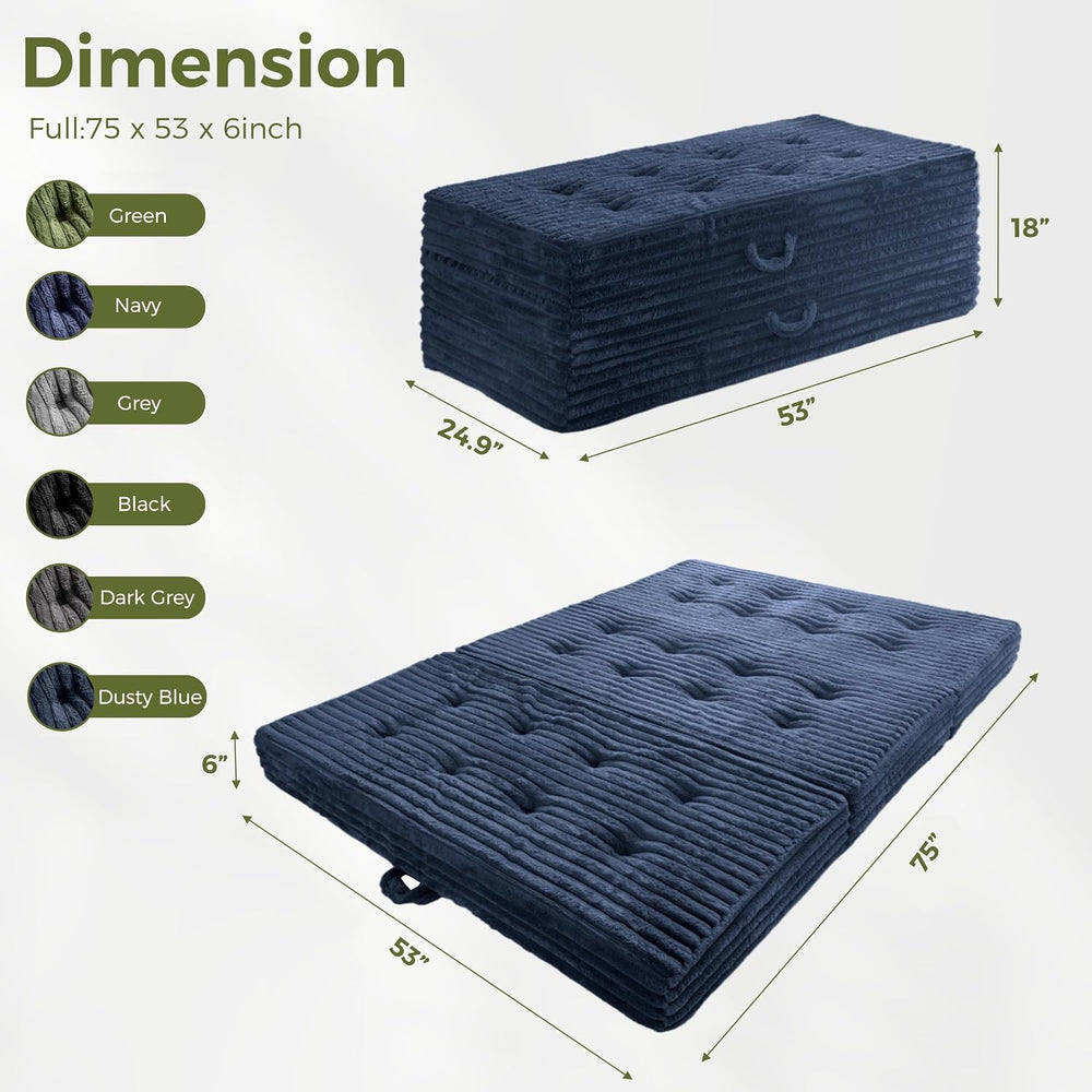 MAXYOYO Folding Sofa Couch Bed, 6 Inch Tri-Fold Floor Sofa Bed, Folding Mattr...