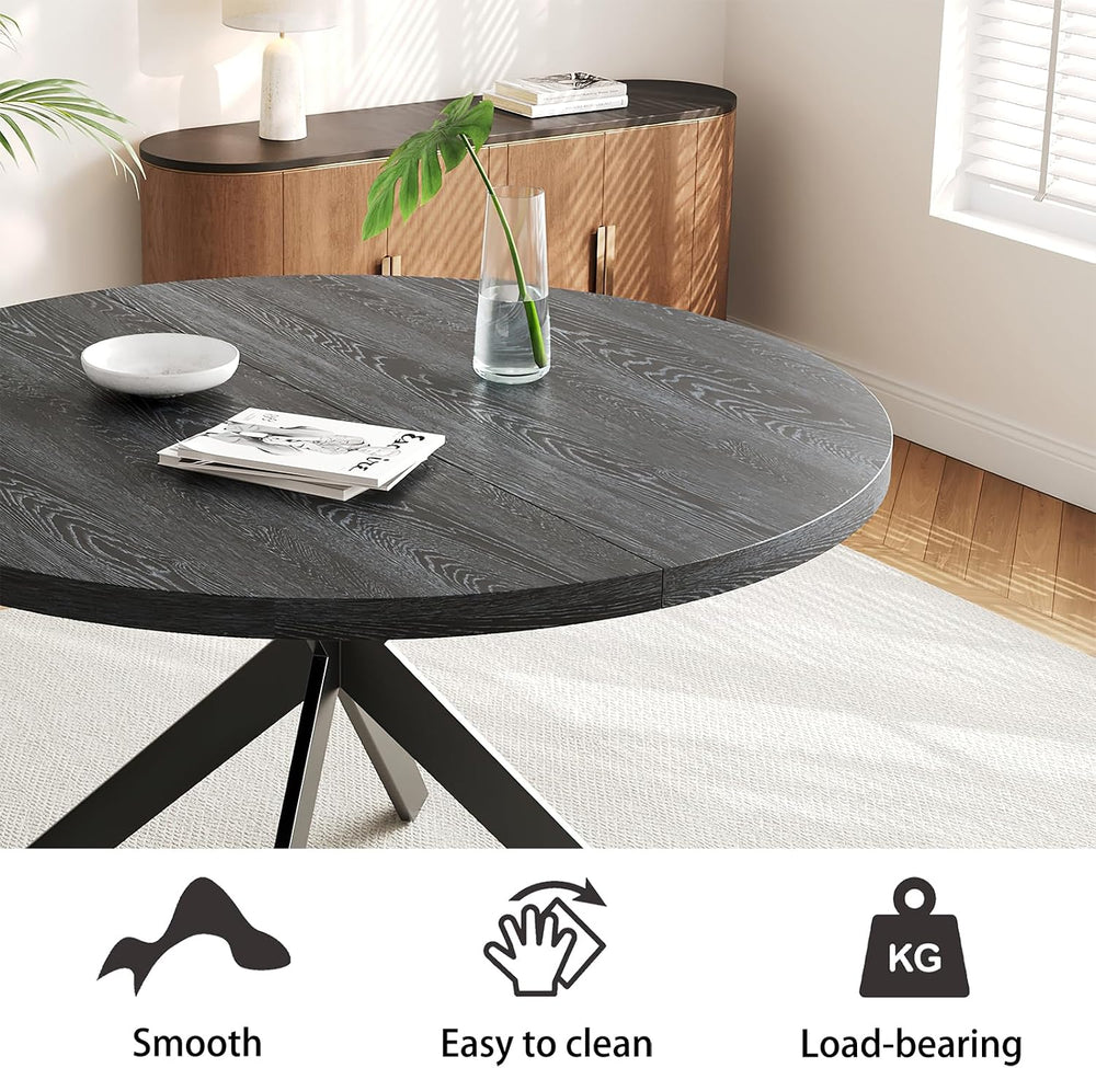 Zerifevni 45.3" Round Dining Table Set for 4, Wooden Round Dining Table ...