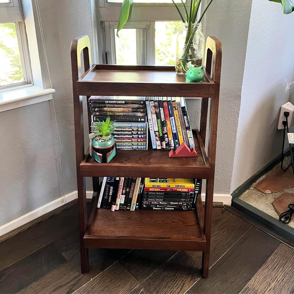 Solid Wood Ladder Shelf, 3 Tier Open Bookcase Storage Shelf | Space-saving ve...