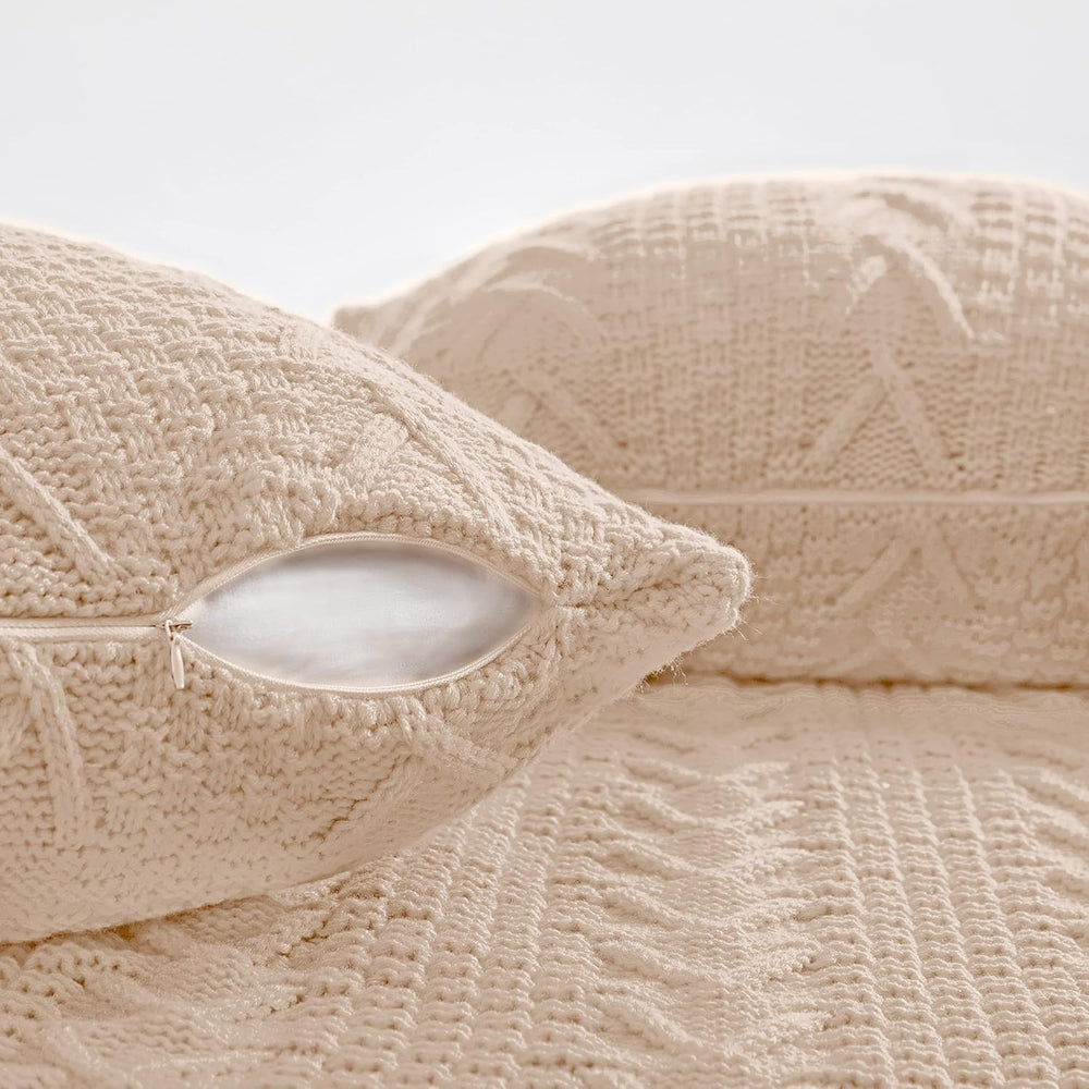 Aormenzy Knitted Throw Blanket (50" x 60") and 2 Pillow Covers (18&...