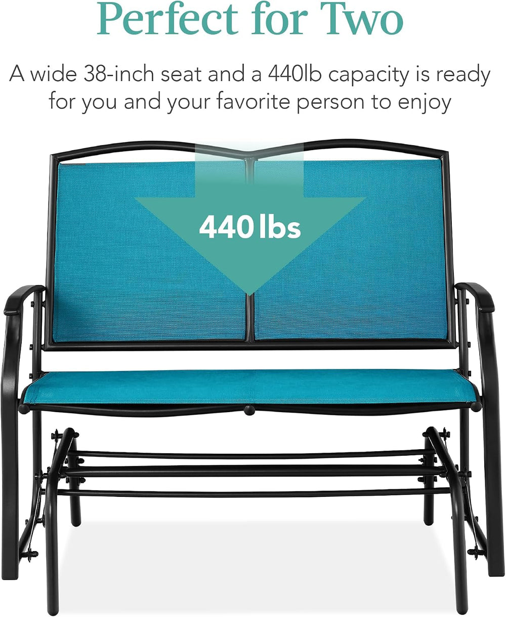 Best Choice Products 2-Person Outdoor Patio Swing Glider Steel Bench Loveseat...