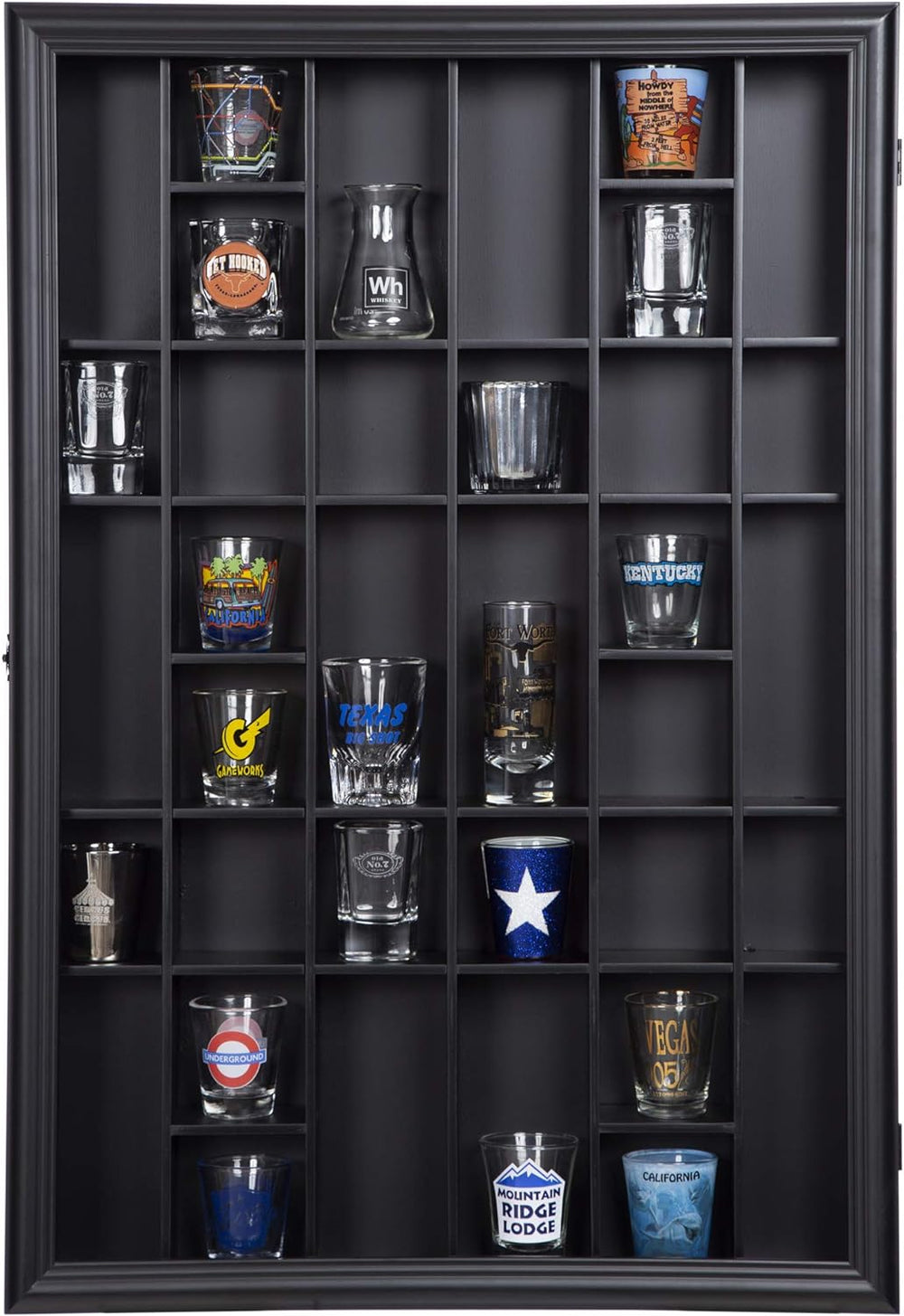 Gallery Solutions - Black Wall-Mounted - Curio & Shot Glass Display Case ...