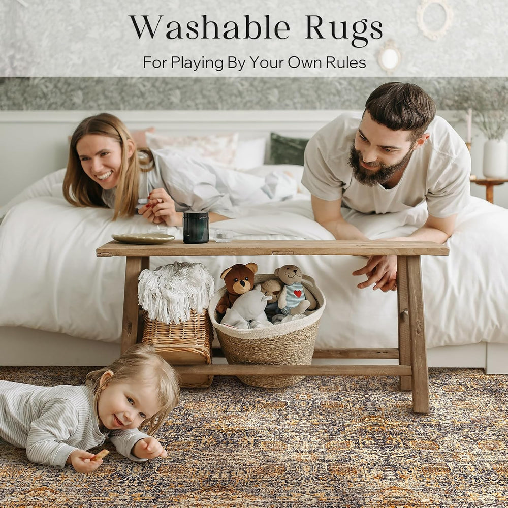 Phantoscope Washable Area Rug 6'x9' Non-Slip, Vintage Neutral Rugs fo...