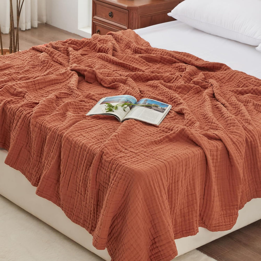 Love's cabin 100% Cotton Muslin Blanket, 6 Layer Lightweight Breathable G...