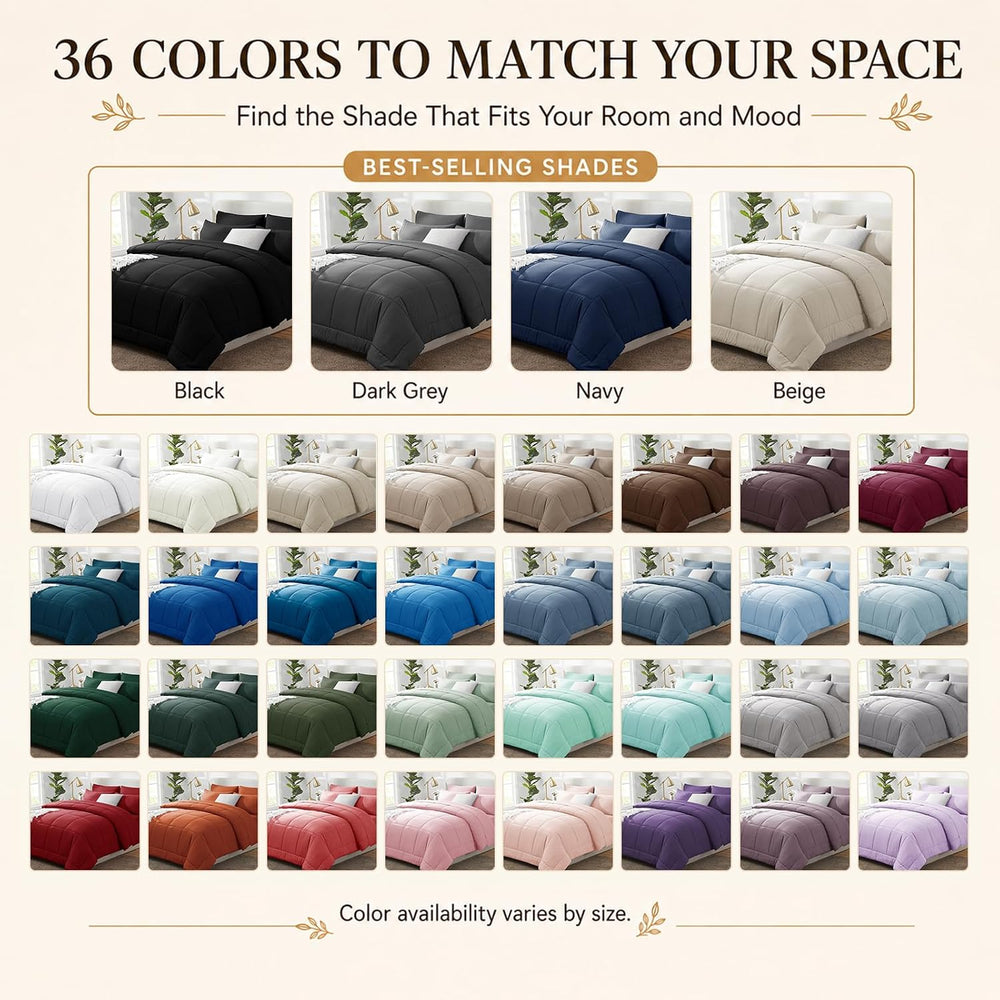Full Size Comforter Sets Black - 7 Pieces Bed in a Bag