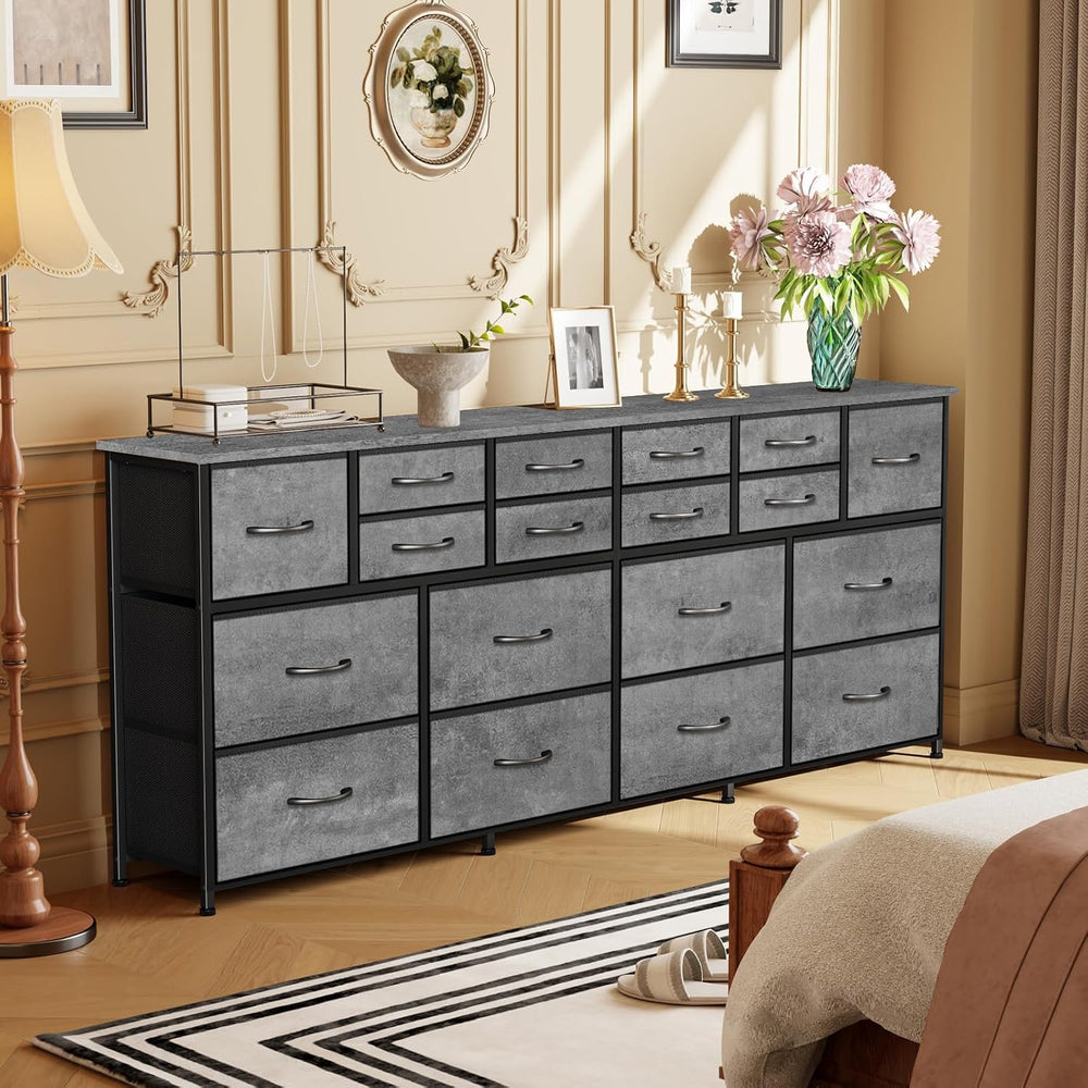 VASICAR Gray Wide TV Stand for 65, 75, 80 inch TV, 74.76 Inch Long Dresser