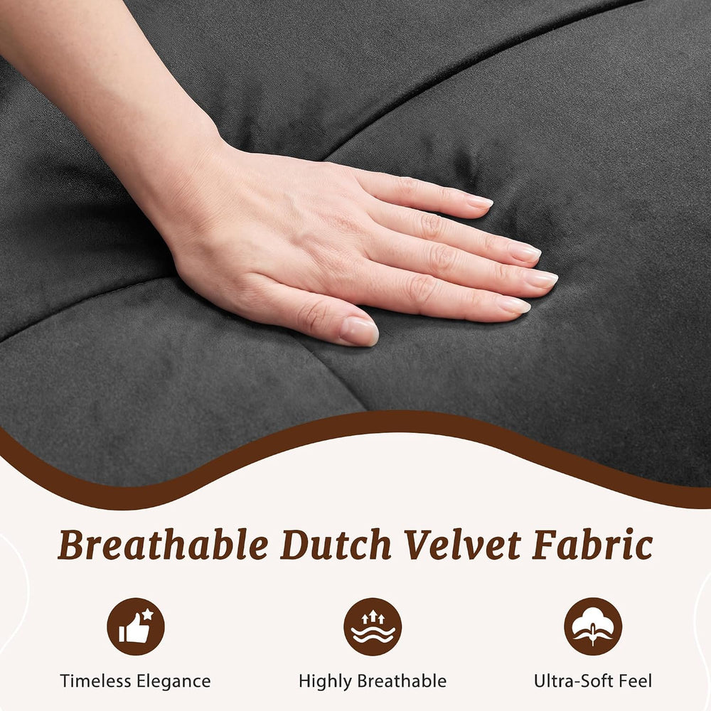 Shintenchi Futon Sofa Bed, Foldable Small Velvet Couch Bed with Adjustable Re...