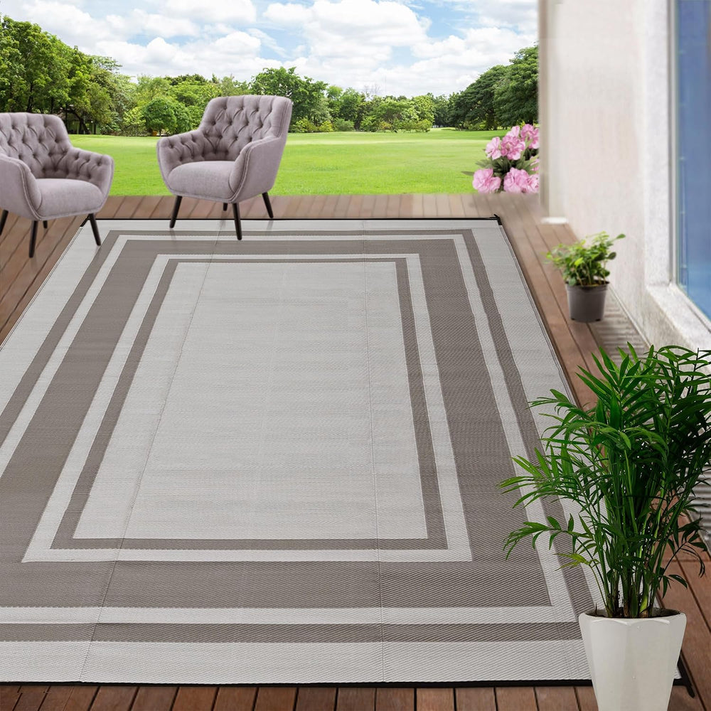 RURALITY Outdoor Rugs 8'x10' Waterproof for Patios Clearance,Plastic ...