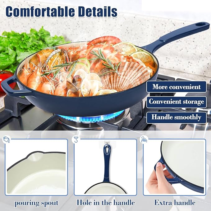Hisencn Enameled Cast Iron Skillet Set