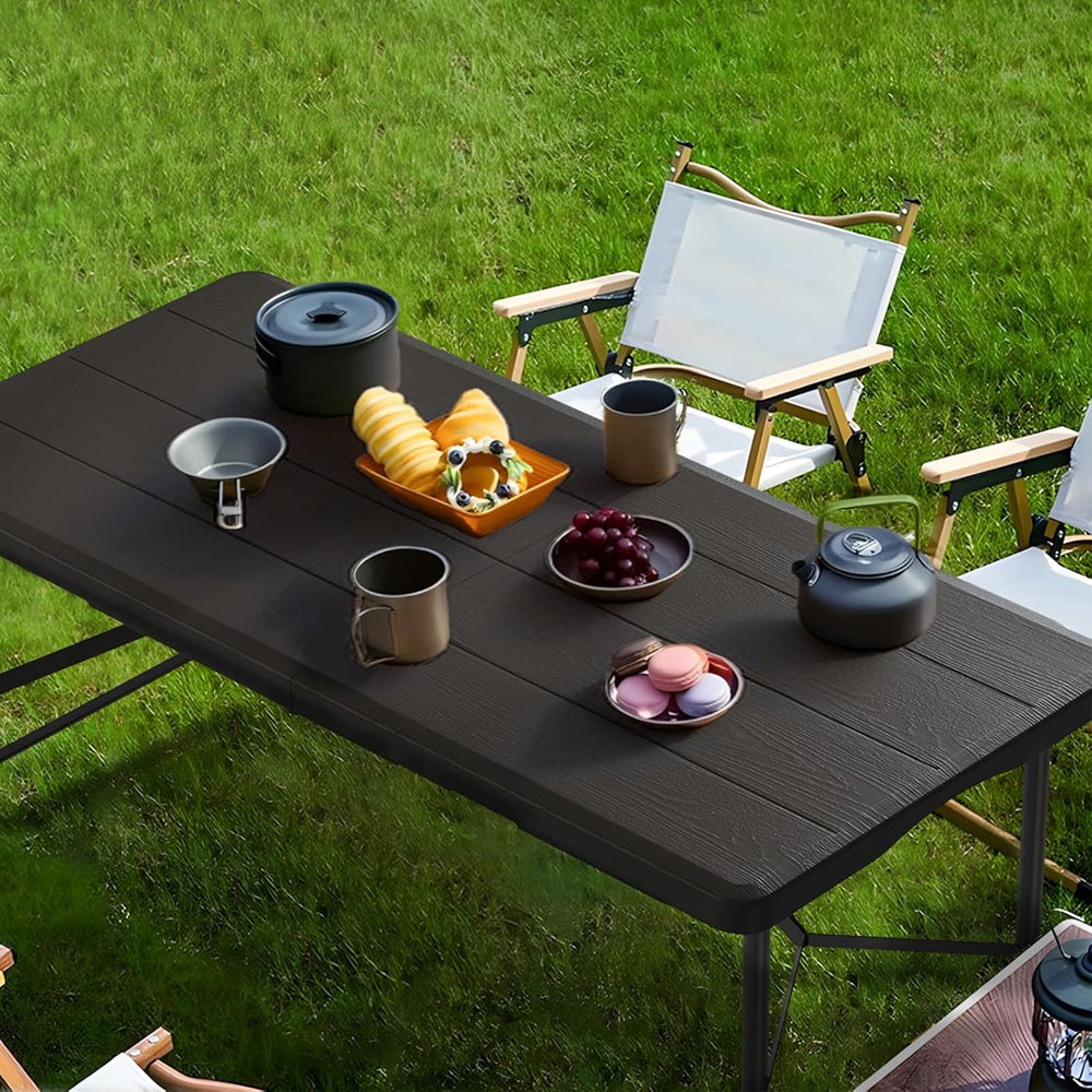 4Ft Folding Table Portable Folding Tables Heavy Duty 400 lbs Capacity, Wood G...