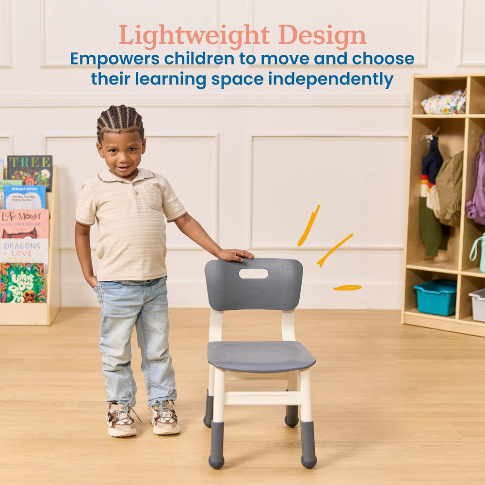 ECR4Kids Classroom Adjustable Chair, Flexible Seating, Grey, 2-Pack