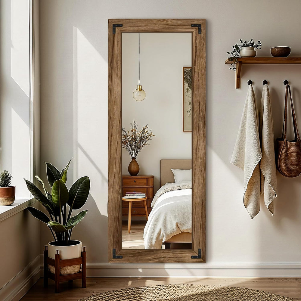 FICTOR Full Length Mirror, 22" x 55" Wooden Floor Mirror for Wall