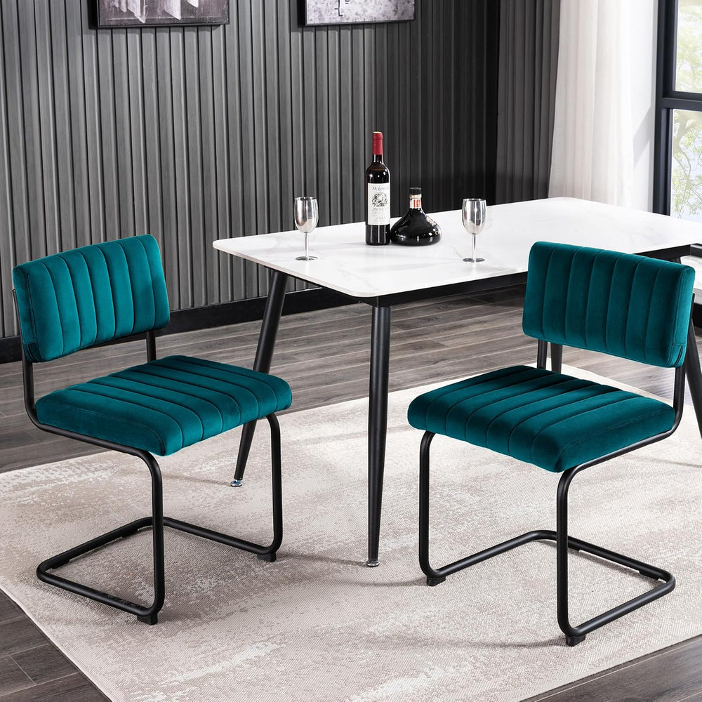 ONEVOG Modern Luxury Dining Room Chairs Set of 2, Teal Velvet Upholstered Kit...