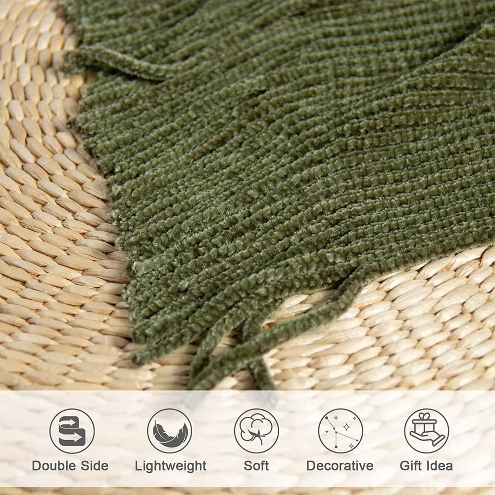 lifein Throw Blanket for Couch, Soft Green Boho Decor Bed Throw,Cozy Knitted ...