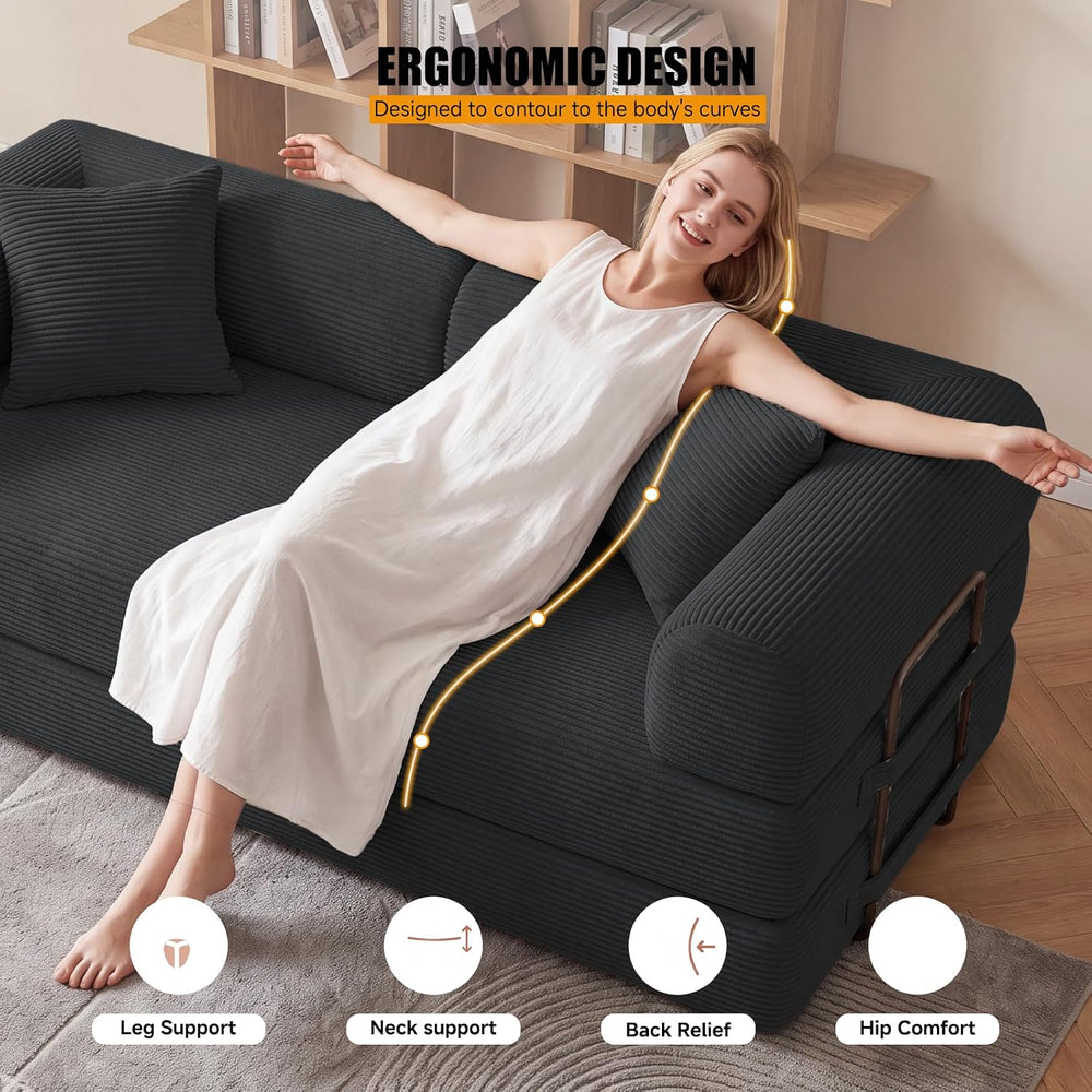 79" Convertible Sofa Bed Set, 4 in 1 Boneless Couch for Living Room