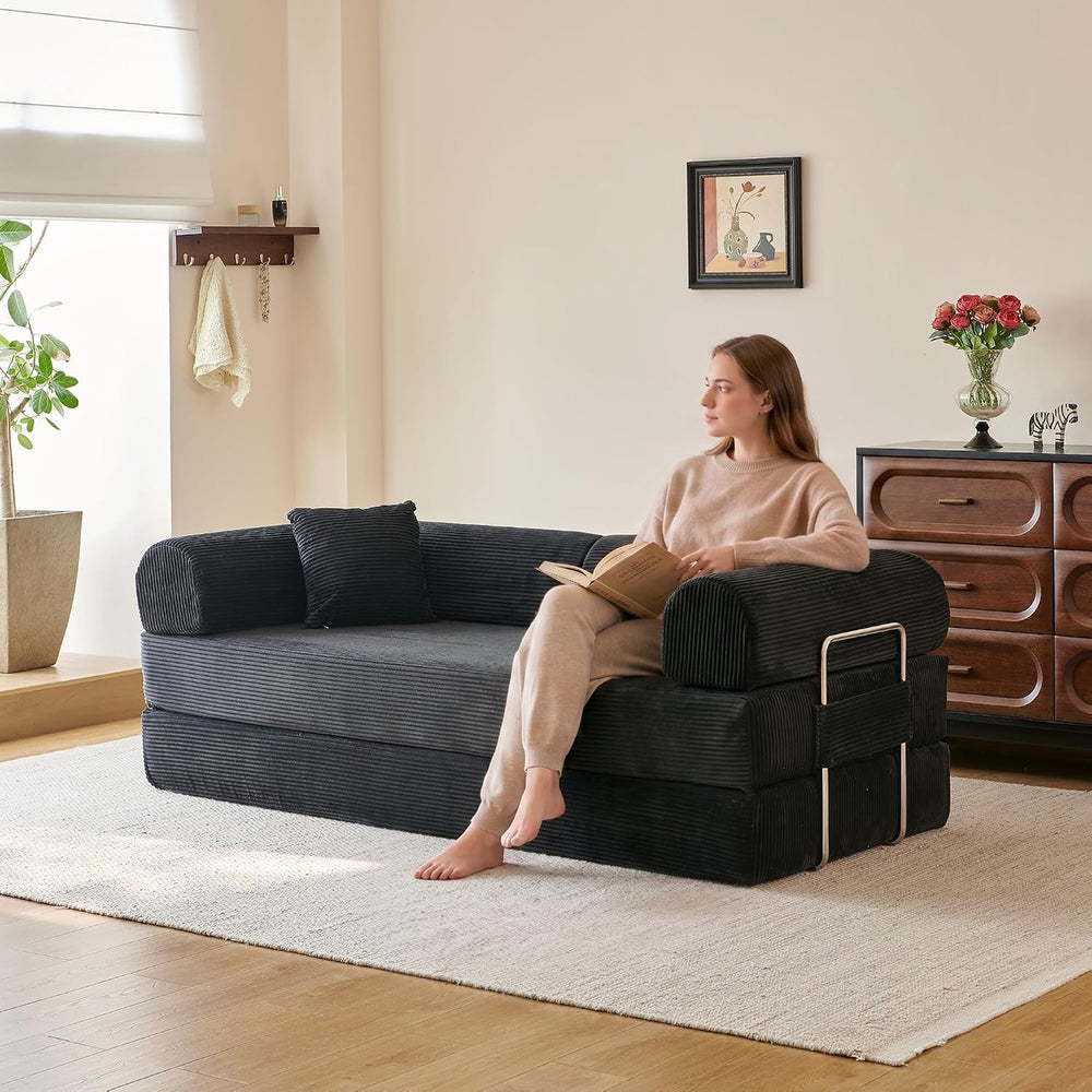 Eafurn 4-in-1 Boneless Convertible Sofa Bed, 79" Folding Mattress Couch ...