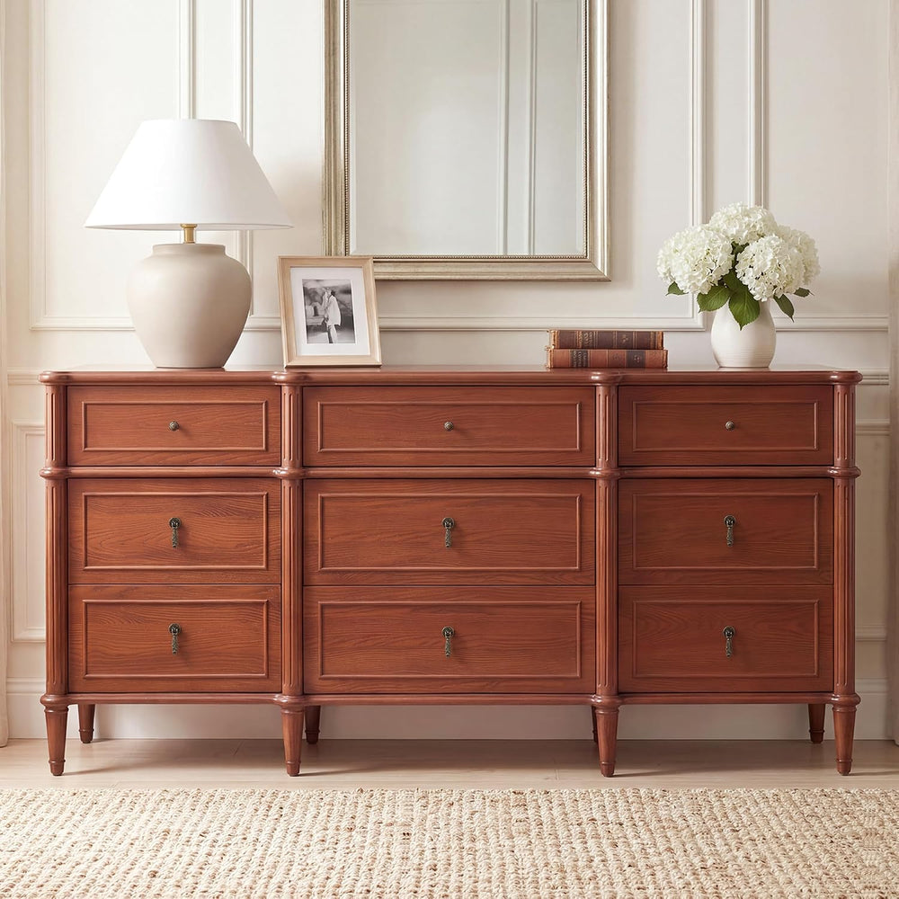 STO'SENSE 63" 9-Drawer Dresser with Power Outlet, Architectural Wood...
