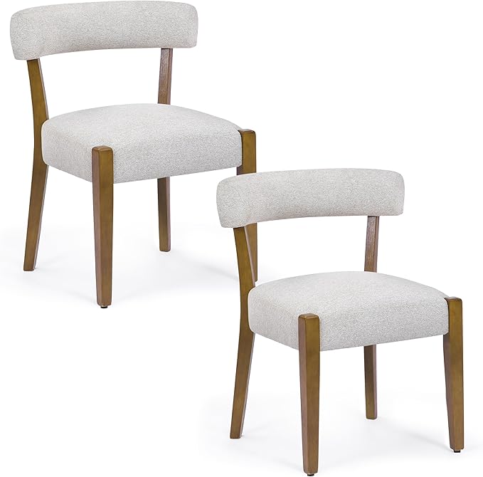 Modern Dining Chairs Set of 2, Walnut Upholstered Kitchen & Dining Room C...