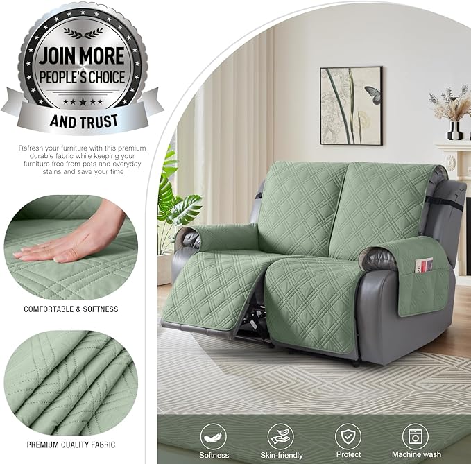 TAOCOCO 100% Waterproof Loveseat Recliner Covers 2 Seater, Split Loveseat Covers