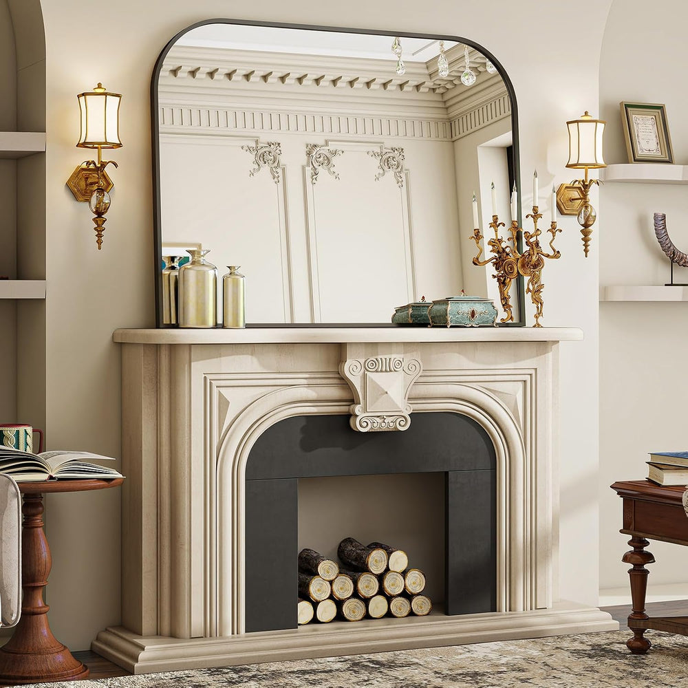 Black Arched Top Wall Mounted Mirror 38"x30"