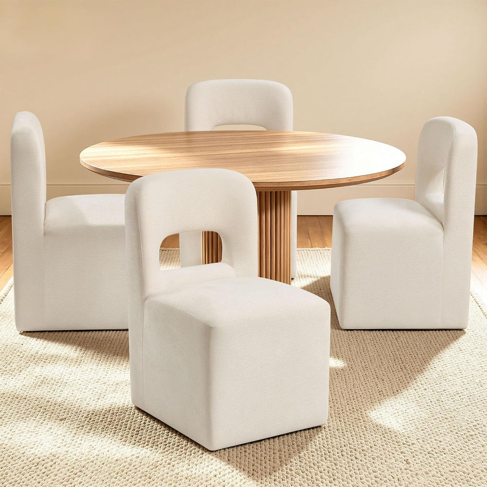 SUBRTEX Upholstered Dining Room Chairs with Hidden 4 Casters Set of 4