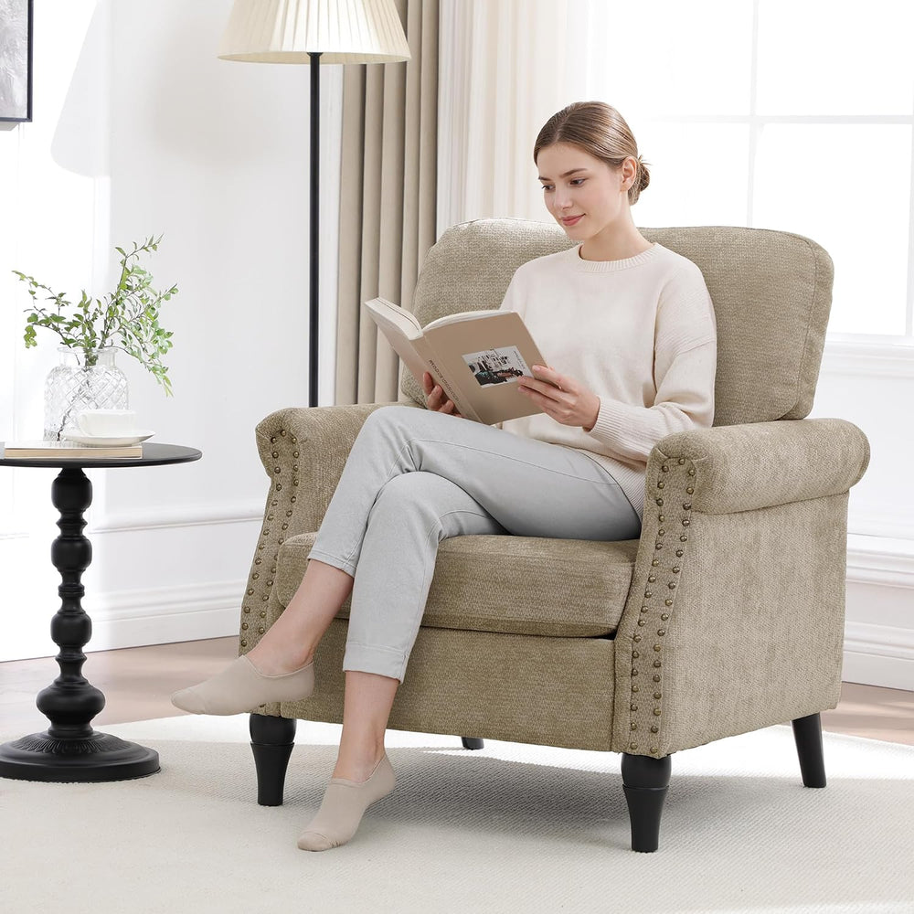 Accent Chair for Living Room, Modern Mid Century Reading Chair Armchair High ...