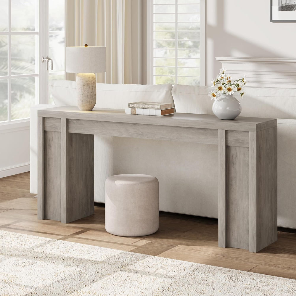GAOMON 70.9" Farmhouse Cherrywood Console Table - 1.9" Thick Top (3...