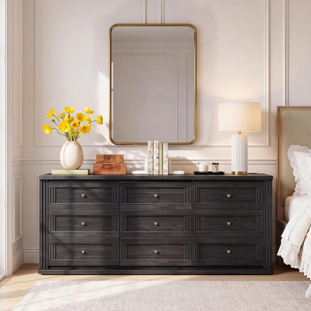 9 Drawer Dresser for Bedroom, 63โ Chest of Drawers with Charging Station