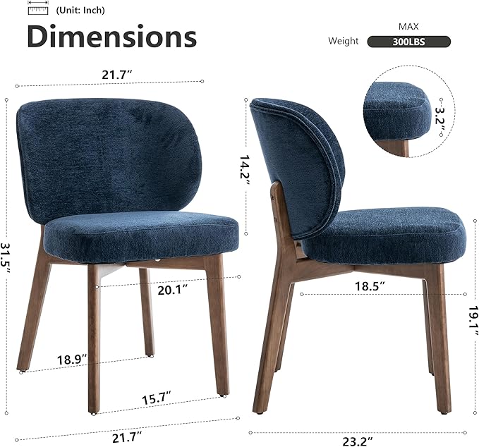 YOUNIKE Dining Chairs Set of 3 Mid Century Modern Kitchen Chair with Back Bou...