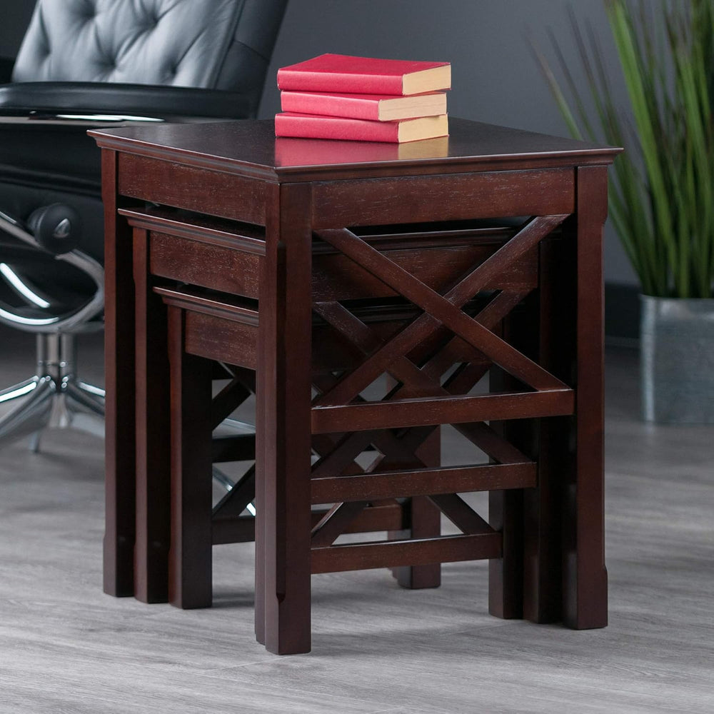 Winsome Xola Nesting Tables, Cappuccino | Small Square Coffee or End Table Se...