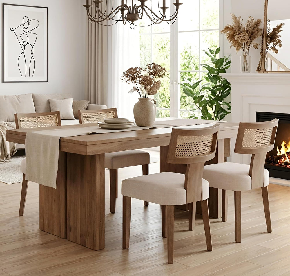 Upholstered Farmhouse Dining Chairs Set of 4 Mid Century Modern Dining Room C...