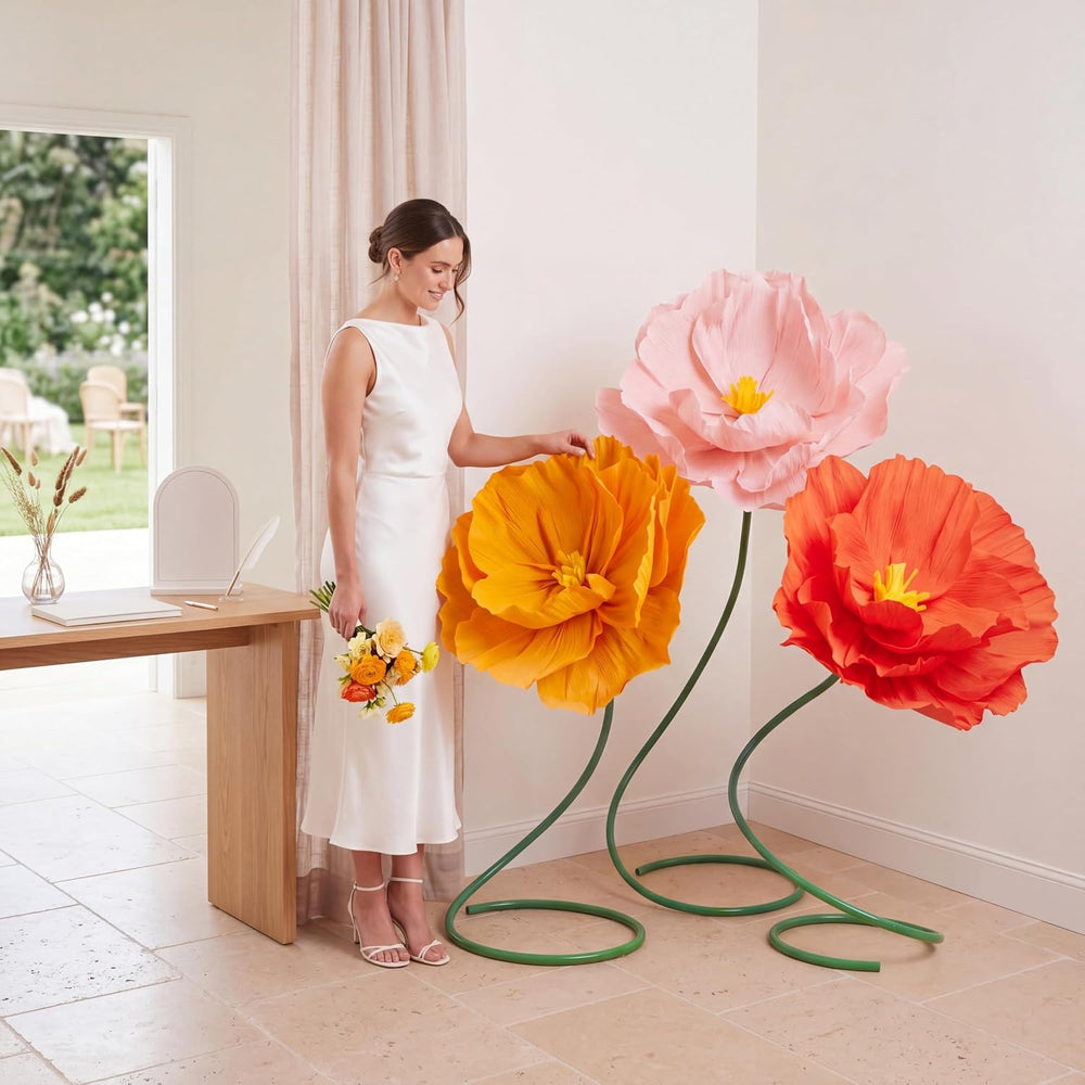 3 Pcs 5ft Giant Multicolor Poppy Flower Back to School Decor