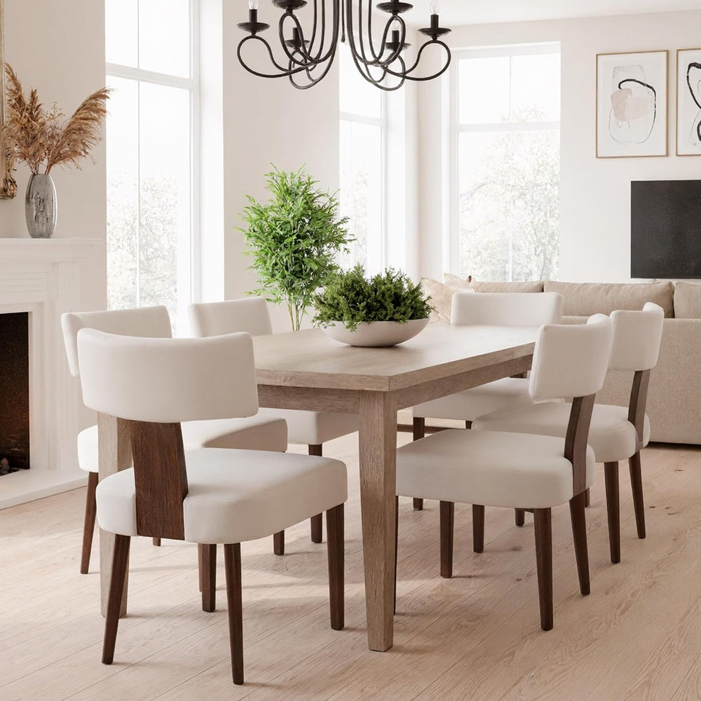 HNY Set of 6 Mid Century Modern Dining Chairs, Farmhouse Velvet Upholstered A...