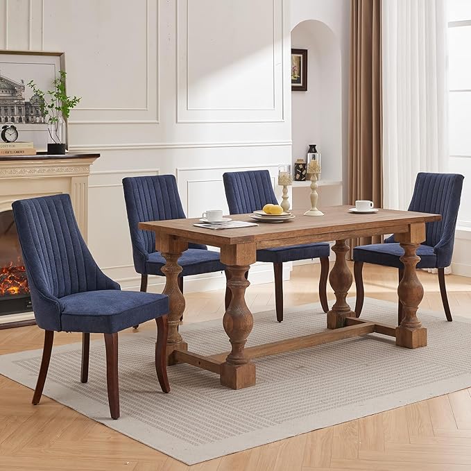 Mid Century Dining Chairs Set of 6, Navy Modern Kitchen & Dining Room Cha...