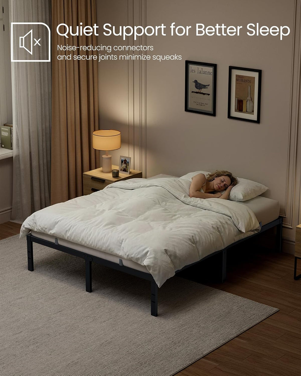 VASAGLE Full Metal Bed Frame, 14 Inches Tall, 1100 lb Weight Capacity