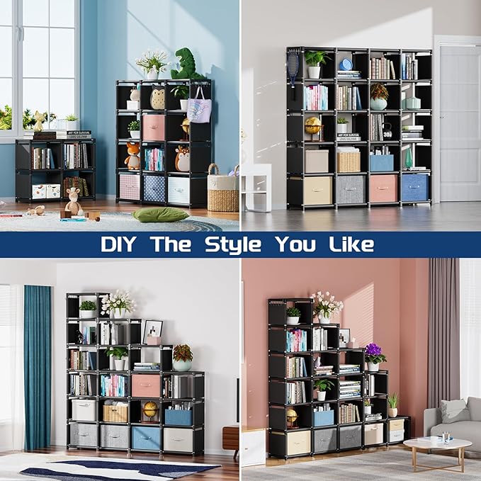 Mavivegue Book Shelf, 20 Cube Storage Organizer, DIY Bookcase, Metal Cube