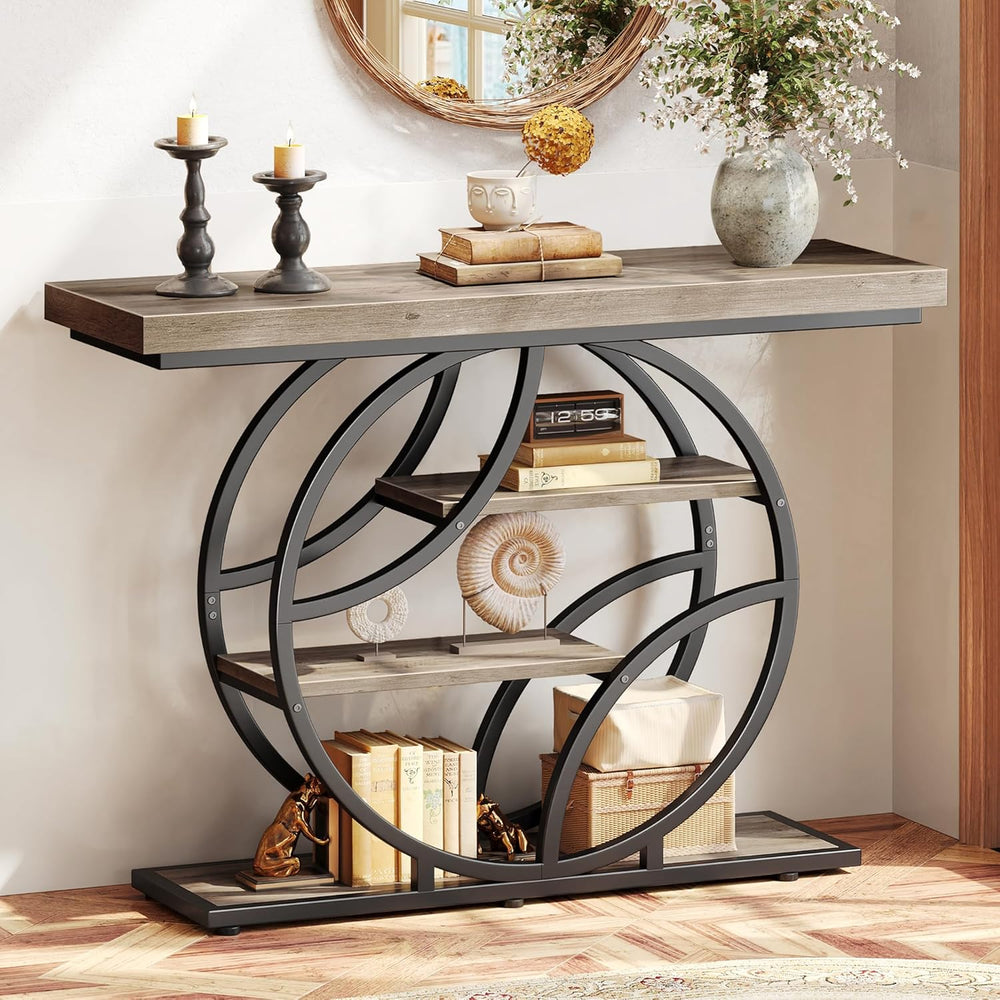 Huuger 41.3 Inch Entryway Table, Console Table with Shelves, Sofa Table