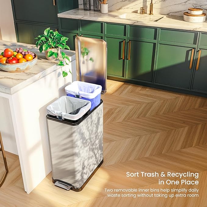 Home Zone Living 13 Gallon Slim Kitchen Trash Can