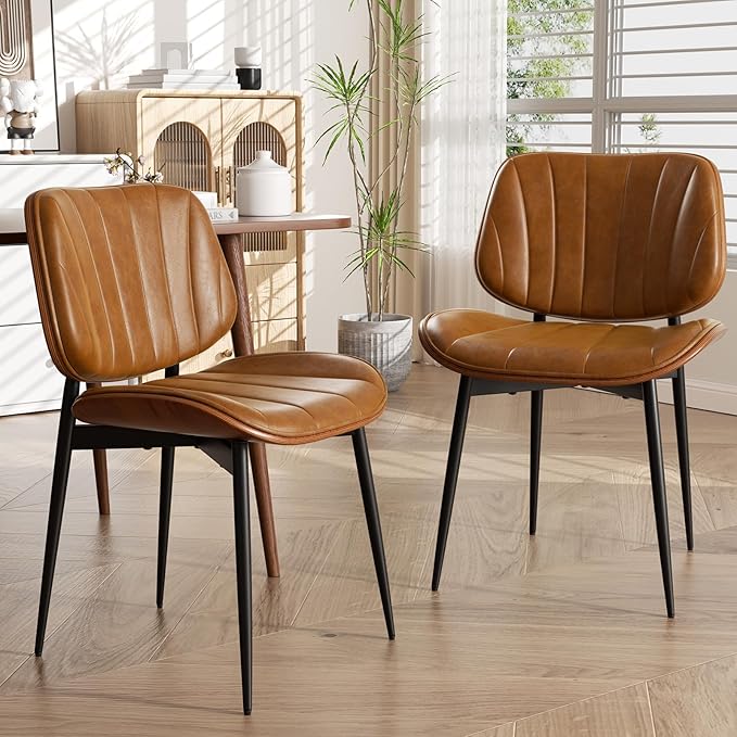 Dining Chairs Set of 4, Mid Century Modern Dining Room Chairs, Upholstered Fa...