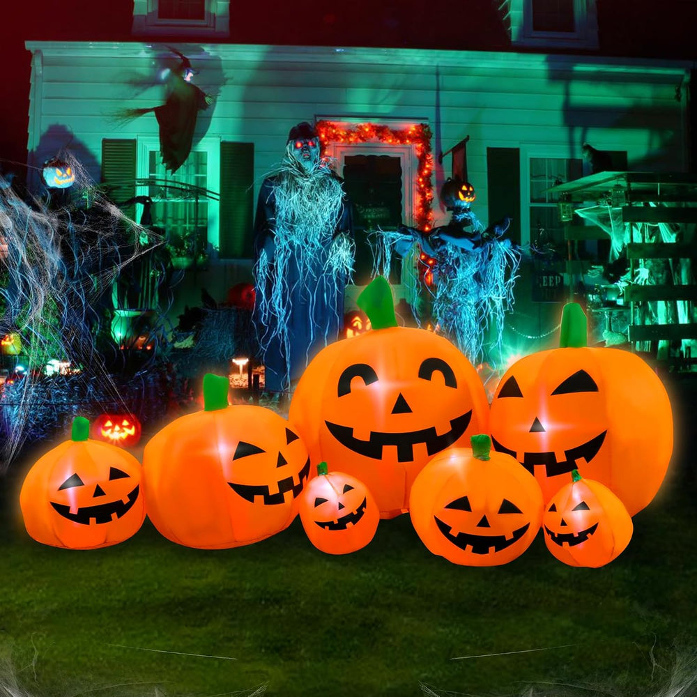 SEASONBLOW 7FT Halloween Inflatable Pumpkin Patch Family Outdoor Decoration