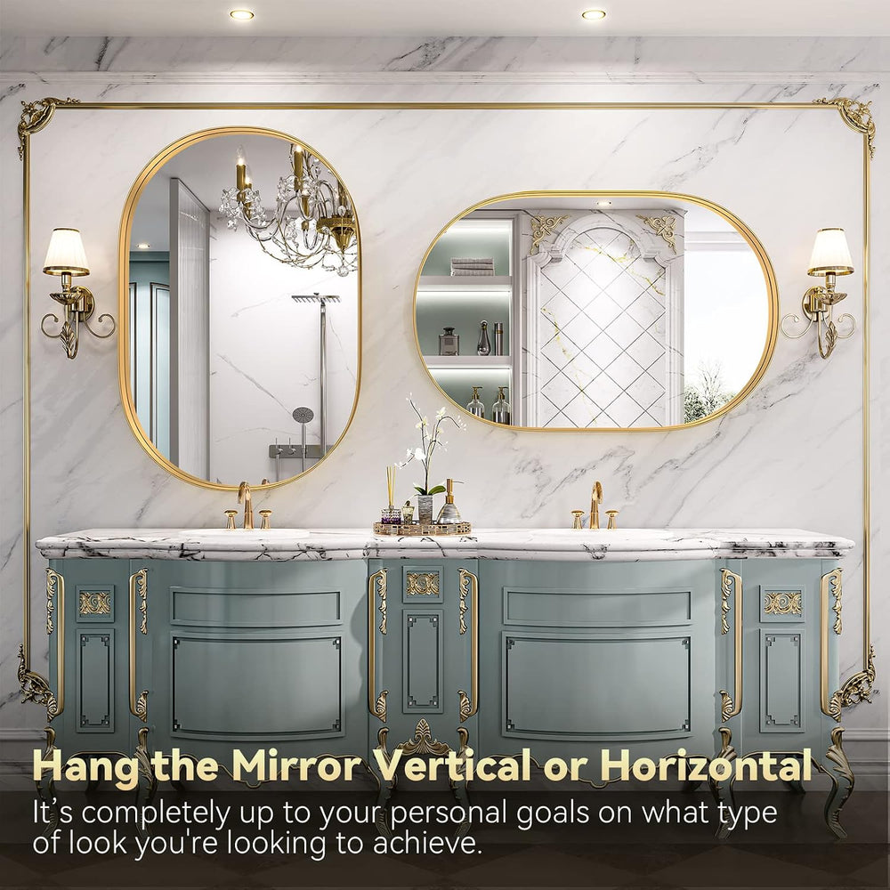 Brightify Gold Oval Mirror for Wall 24x36 Inch, Bathroom Vanity Mirrors Gold ...