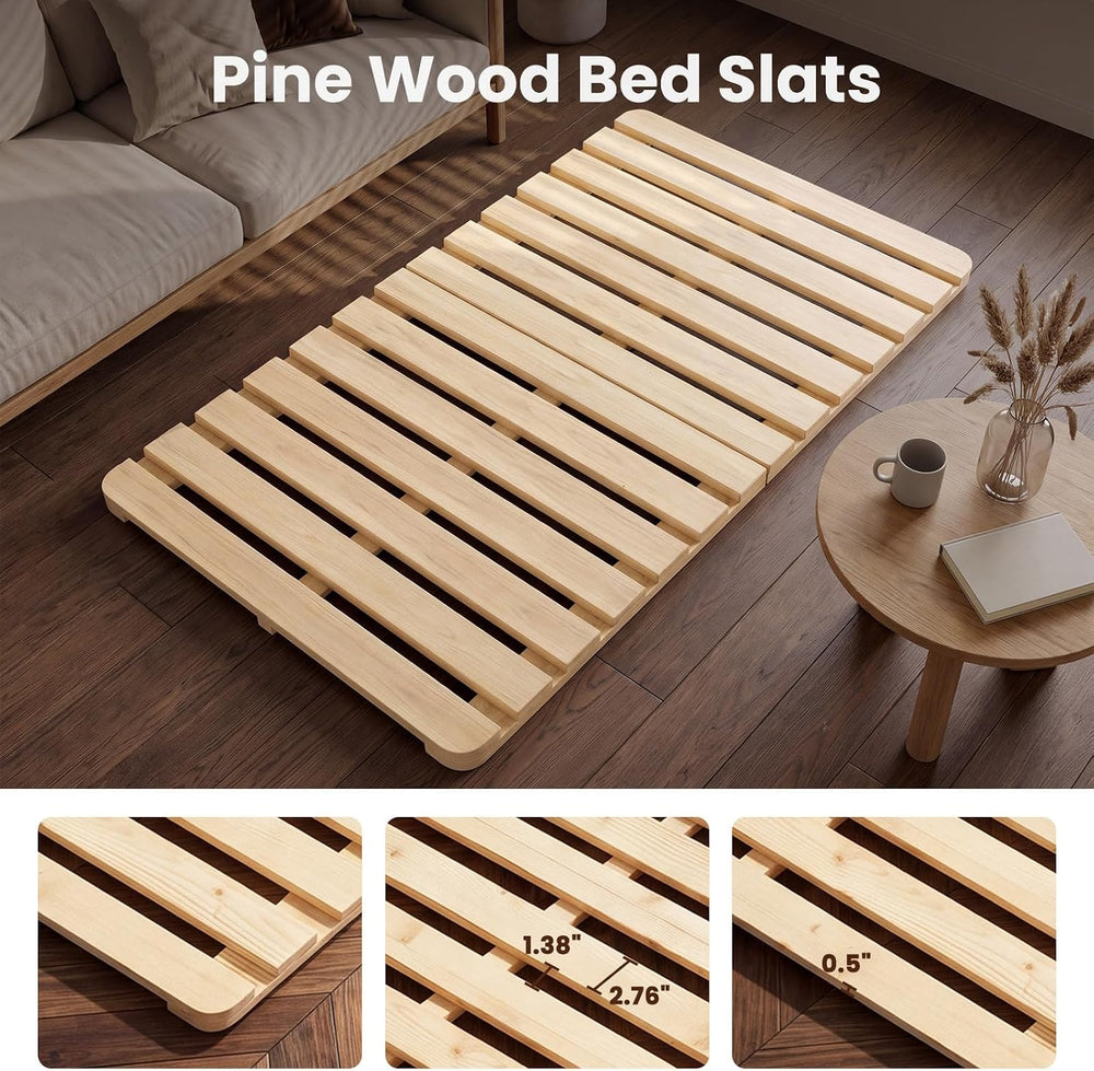 Floor Bed Frame, Foldable Japanese Tatami Bed Frame for Futon Mattress