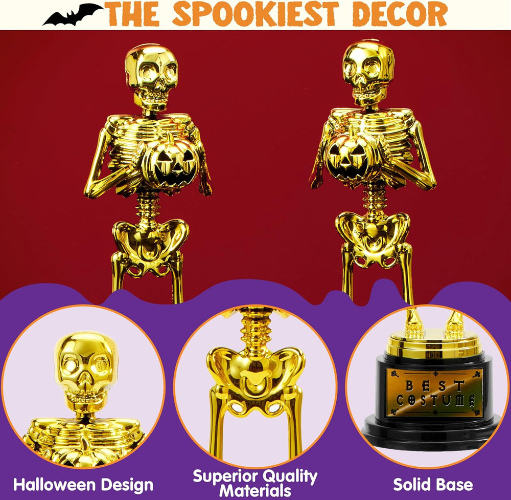 JOYIN 2 PCS Halloween Trophy Best Costume Skeleton Awards 10.6×3.2” for Hallo...
