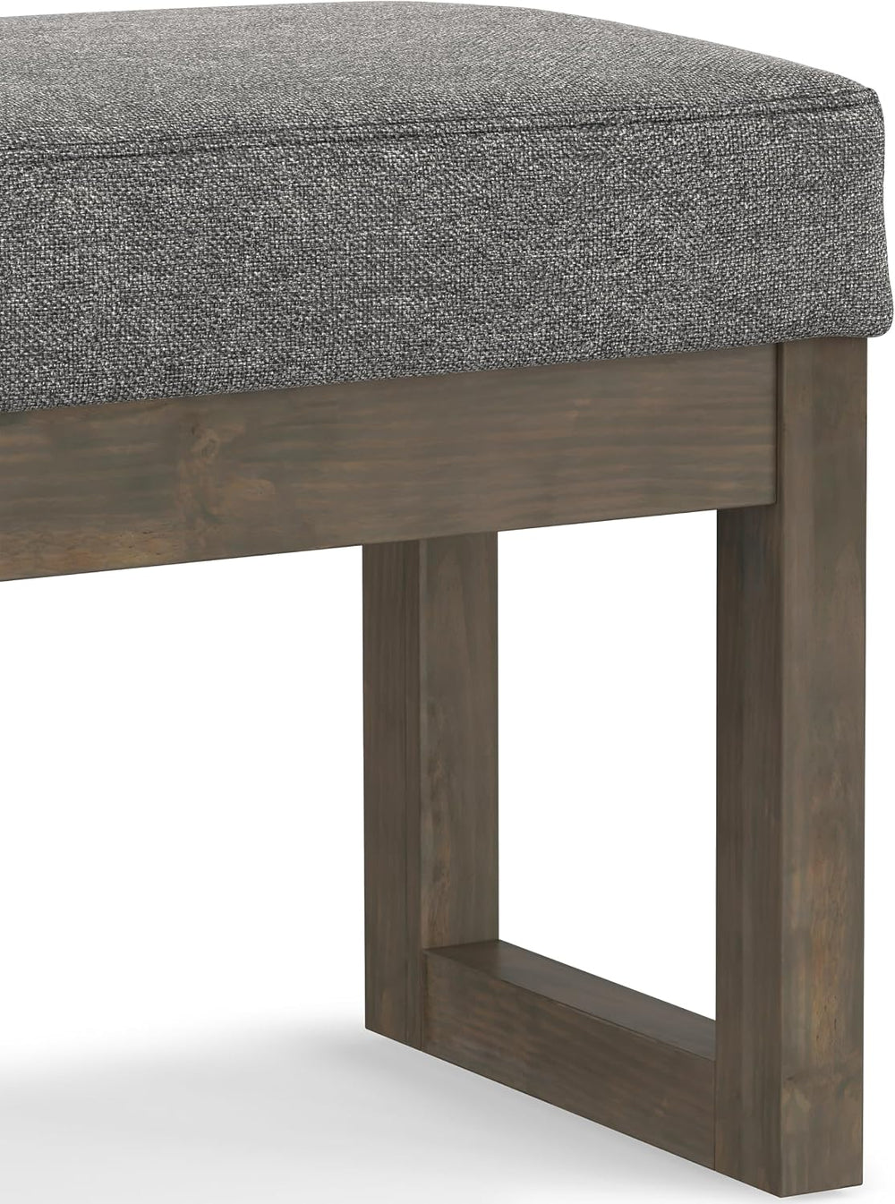 SIMPLIHOME Milltown 27" Wide Linen Look Rectangle Ottoman in Grey