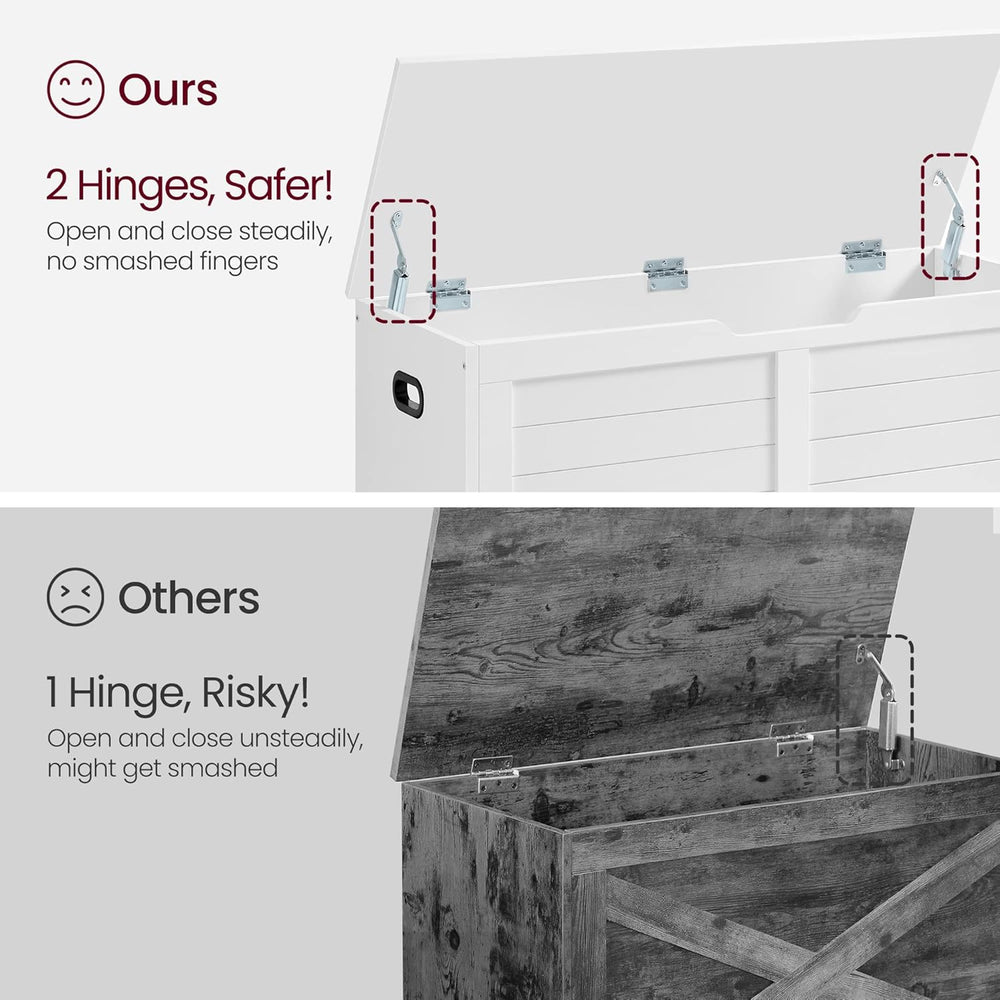 VASAGLE Storage Chest, Storage Bench with 2 Safety Hinges, Farmhouse Style, 1...