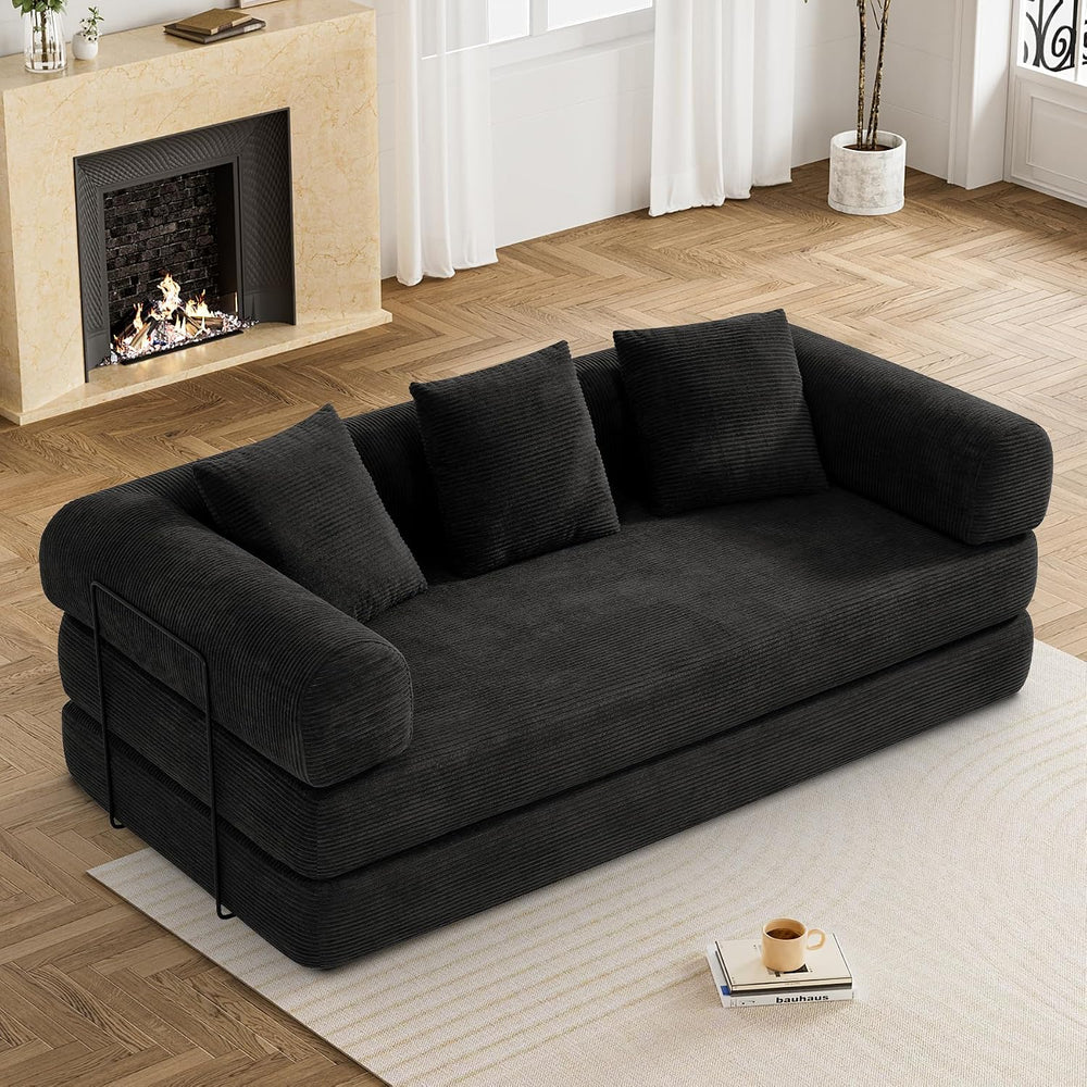 DAMAIFROM Convertible Sleeper Sofa Bed Floor Boneless Couch, Black