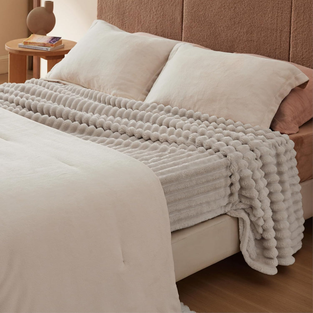 Bedsure Soft King Size Blankets for Bed Beige "108"x90"