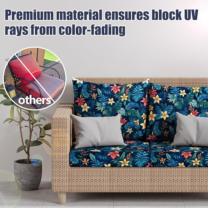 8Pcs Stretch Patio Cushion Covers, Outdoor Couch & Sofa Replacement Slipc...