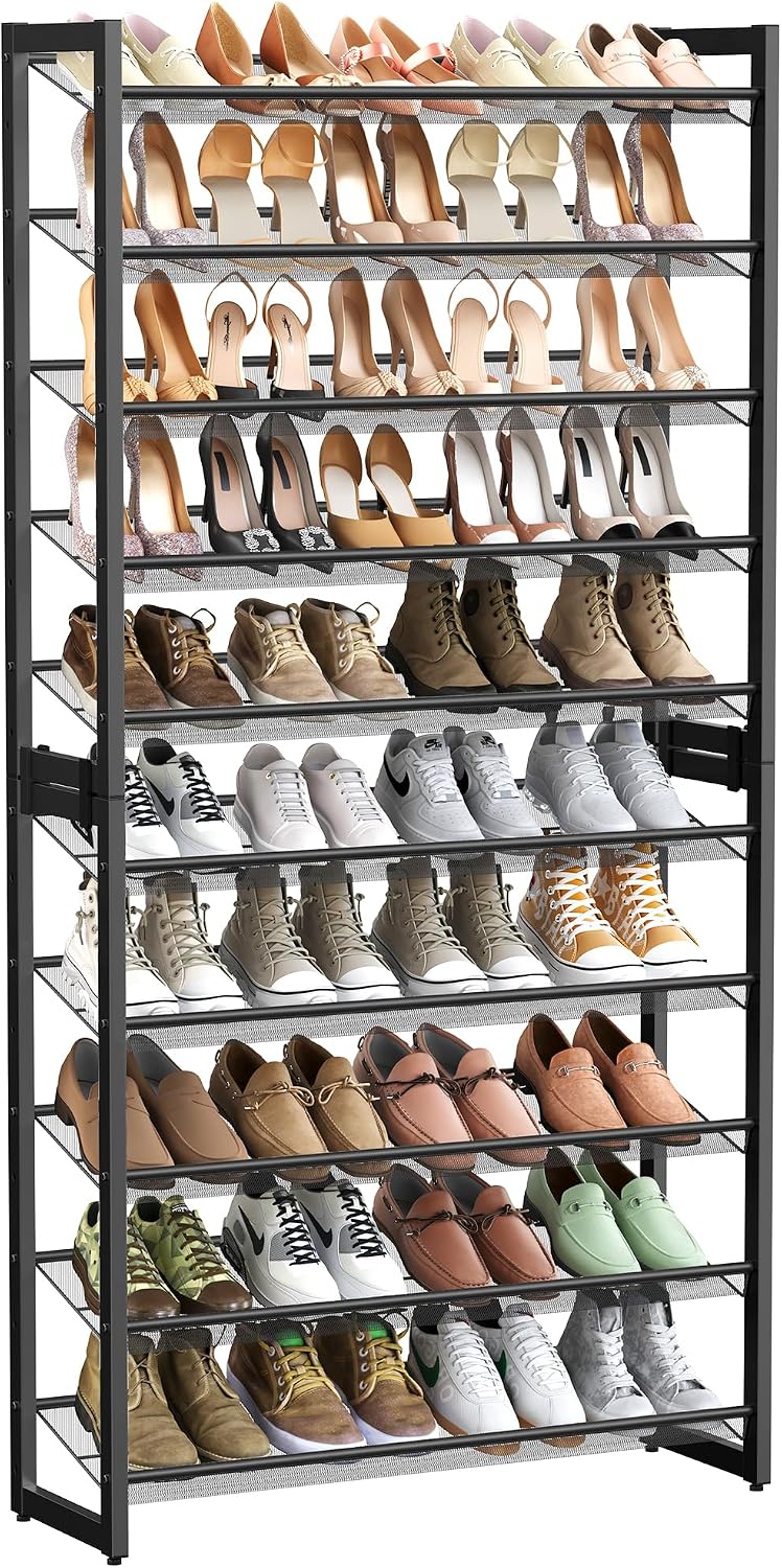 SONGMICS Shoe Rack, 10-Tier Shoe Organizer, Metal Rack for Garage, Set of 2, ...
